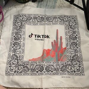 TikTok In The Mix Bandana Scarf - White with Red & Teal Cactus